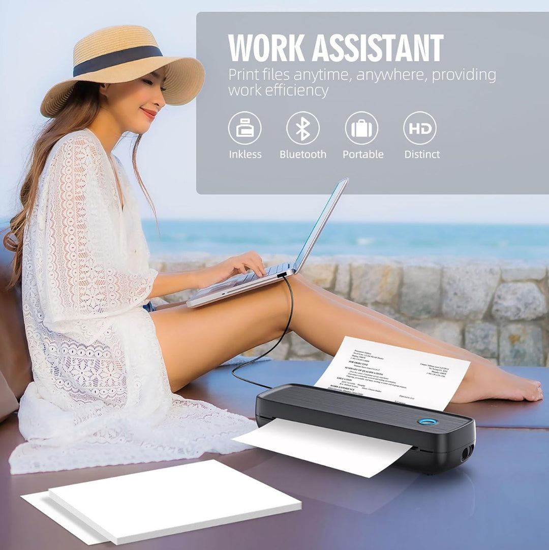 Aixiqee Portable Printer Wireless for Travel，Bluetooth Thermal Printer - iOs and Android Compatible