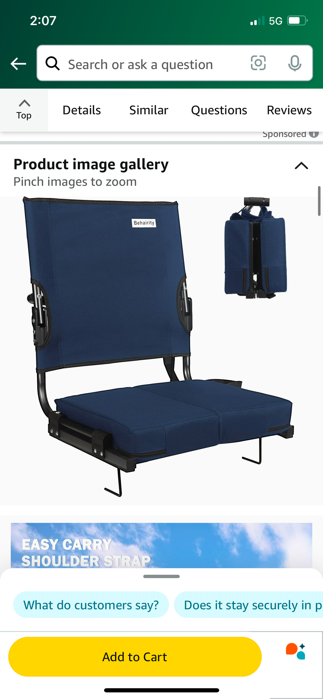 Behairity Stadium Seats for Bleachers with Back Support Wide, Portable Bleacher Chair