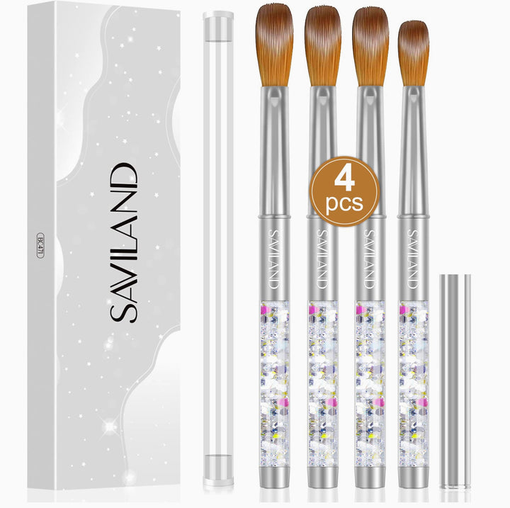 Saviland Kolinsky Acrylic Nail Brush Set - 4PCS Professional Acrylic Nail Brushes for Acrylic Application