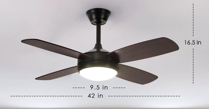 Asyko Ceiling Fans with Lights - 42" Black