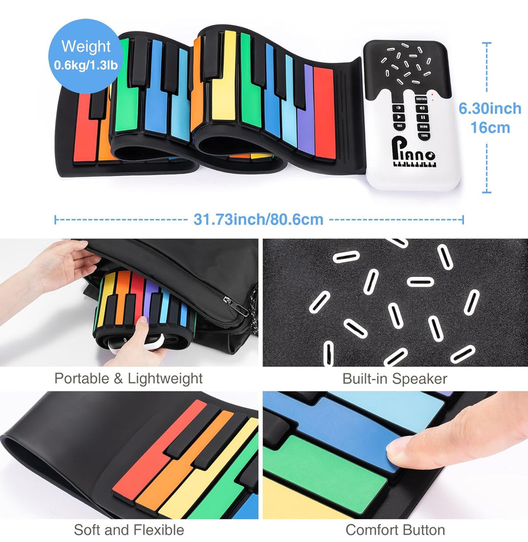 POGOLAB 49 Key Roll Up Keyboard Piano (Rainbow)