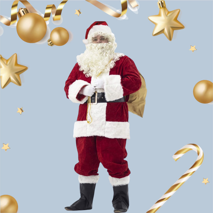 Ahititi 11pcs Men’s Deluxe Professional Santa Claus Outfit