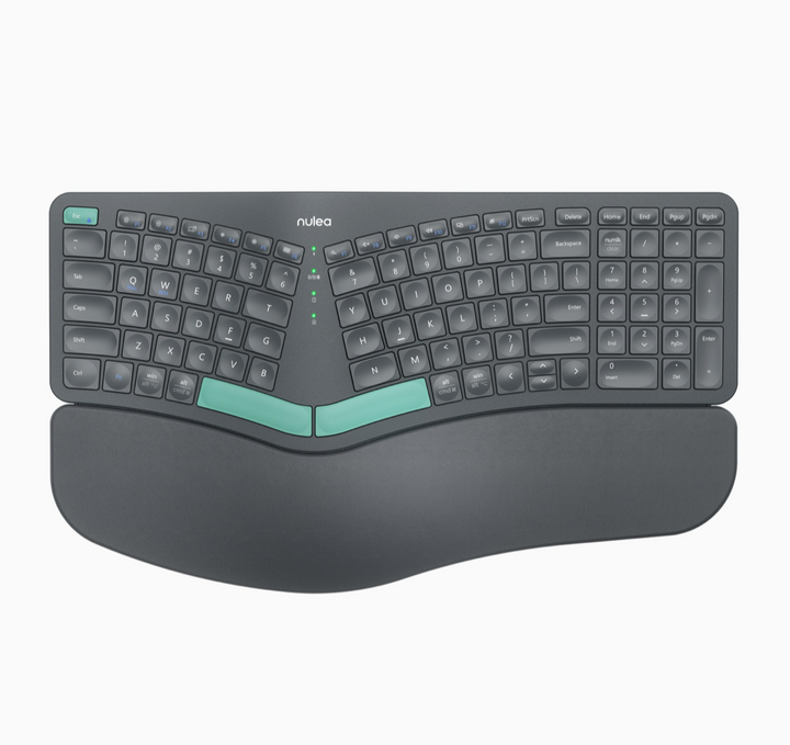 Nulea RT05B Wireless Ergonomic Keyboard, Split Keyboard with Cushioned Wrist Rest