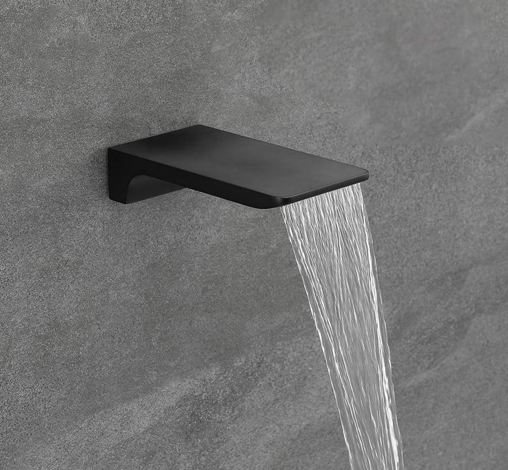 SHAMANDA Shower System with Waterfall Tub Spout and Handheld Shower Head, 12" - Matte Black, L1001-7