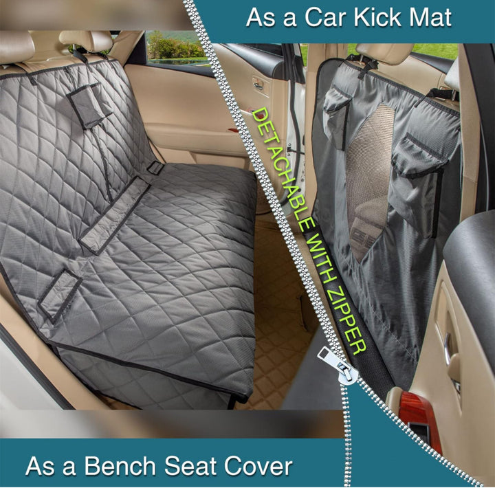 Yeenis Car Dogs All Covered Back Seat Cover with Mesh Window (Grey, Standard)