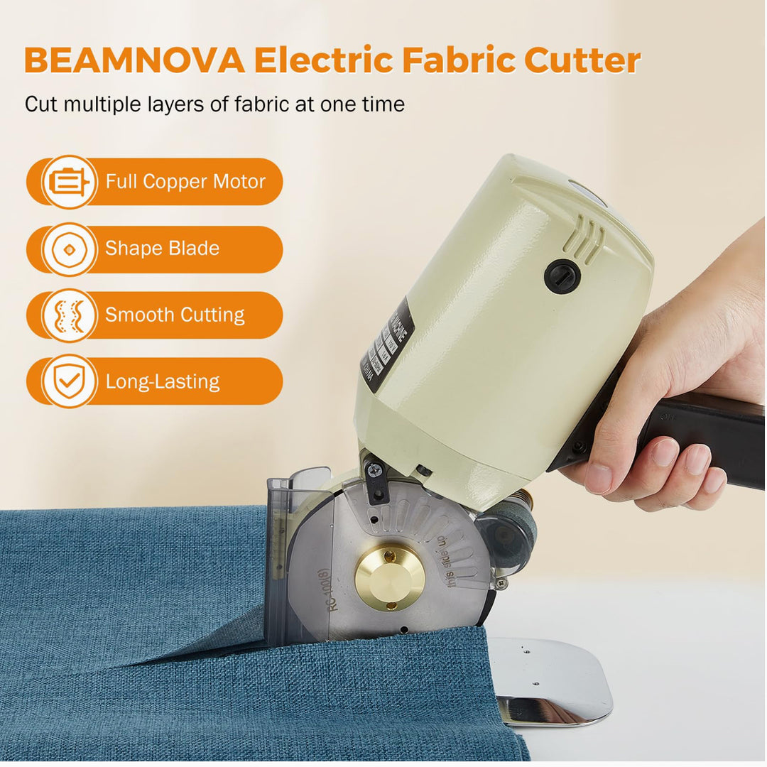 BEAMNOVA Fabric Cutter Electric Cloth Cutting Machine Roller with Extra 4 Inch Rotary Blade Hand Held Fabric