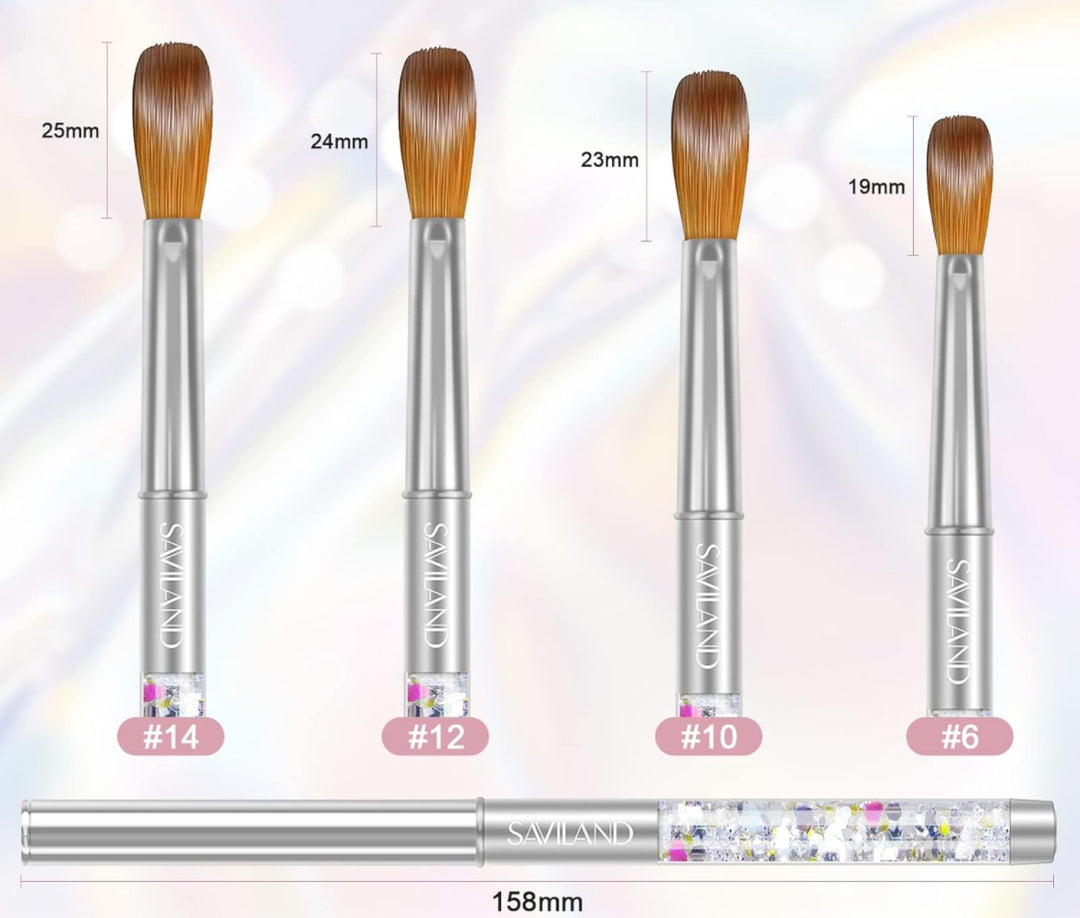 Saviland Kolinsky Acrylic Nail Brush Set - 4PCS Professional Acrylic Nail Brushes for Acrylic Application