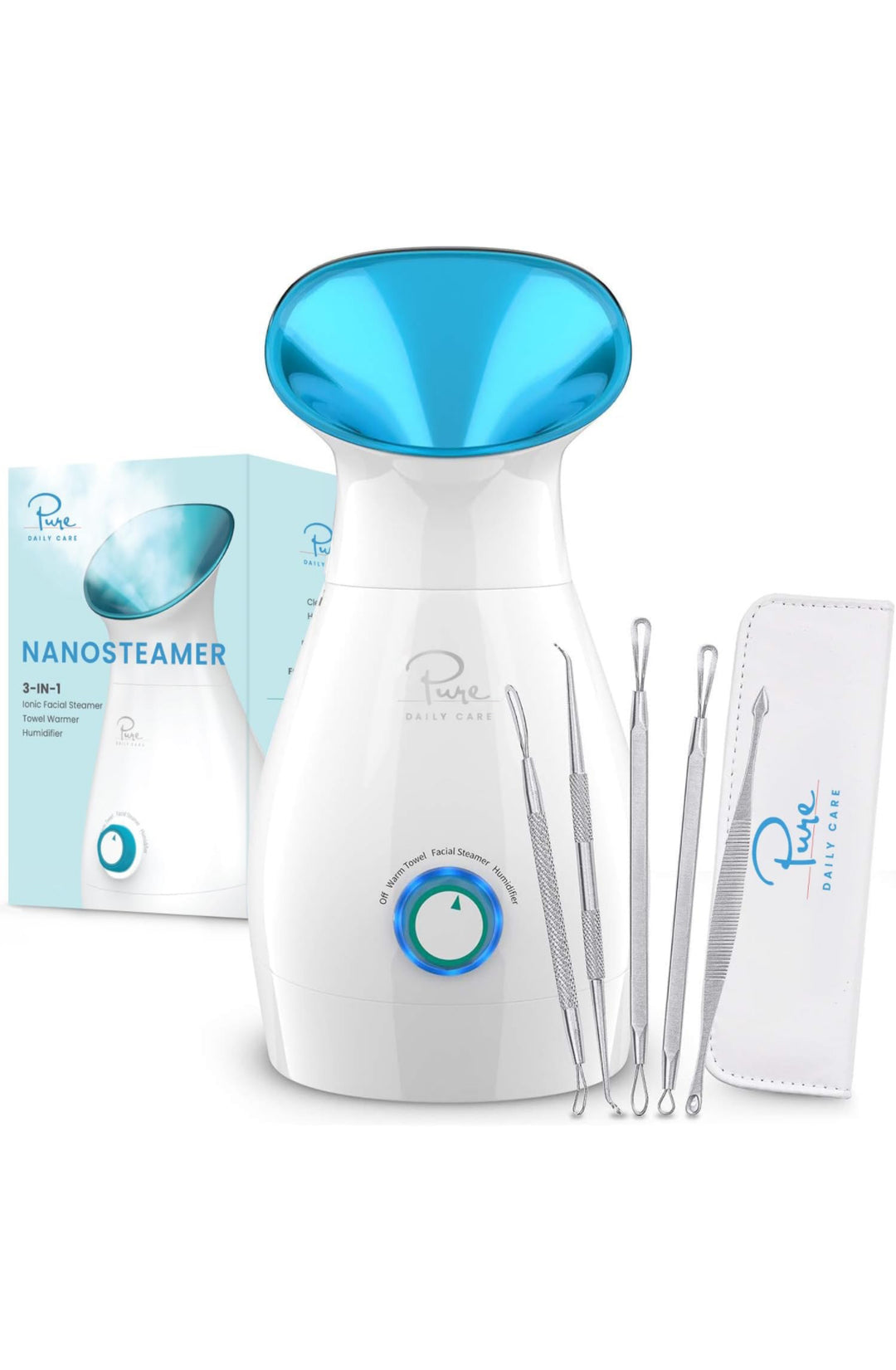 Pure Daily Care NanoSteamer Large 3-in-1 Nano Ionic Facial Steamer with Precise Temp Control