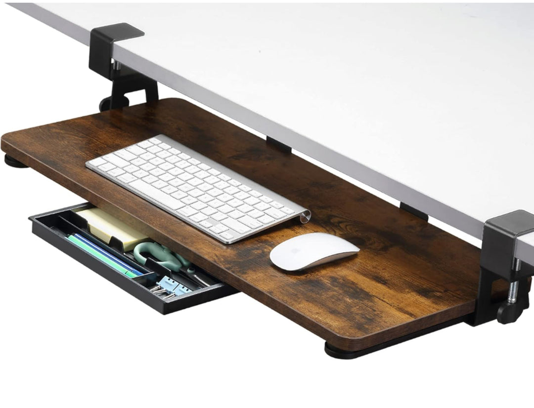 ETHU Keyboard Tray Under Desk, 26.77" X 11.81" Large Size with C Clamp-on Mount