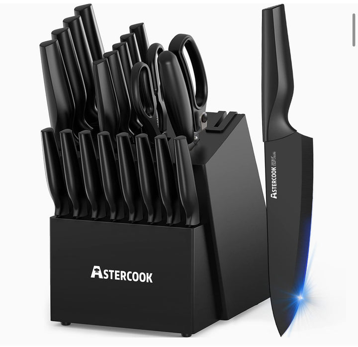 Astercook 21 Pieces Knife Sets for Kitchen with Block