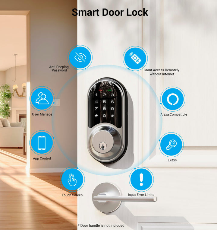 Veise Smart Lock, Keyless Entry Door Lock, Smart Locks for Front Door with App Control, Satin Nickel