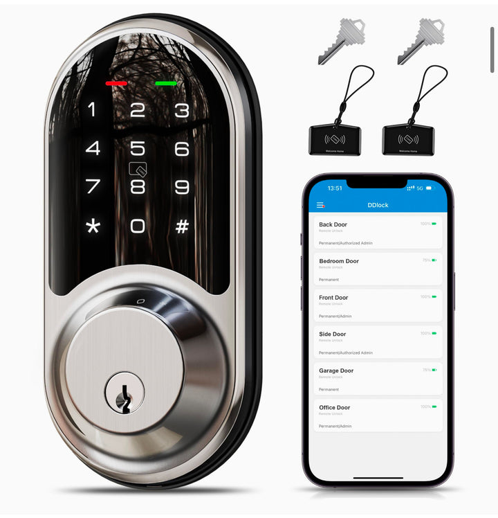 Veise Smart Lock, Keyless Entry Door Lock, Smart Locks for Front Door with App Control, Satin Nickel