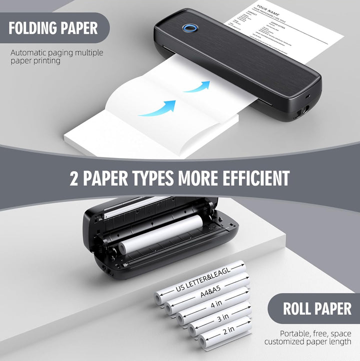 Aixiqee Portable Printer Wireless for Travel，Bluetooth Thermal Printer - iOs and Android Compatible