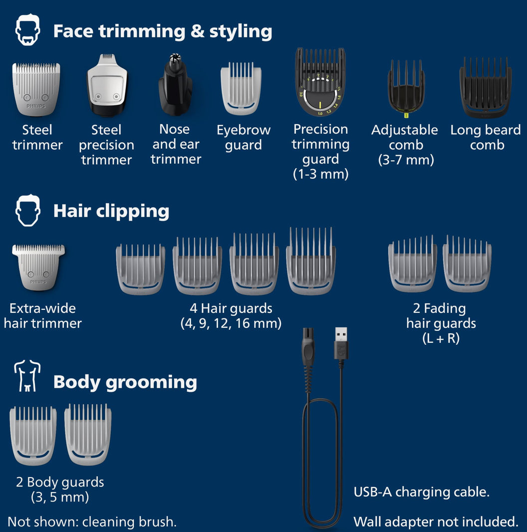 Philips Norelco Multigroom Series 7000, Mens Grooming Kit with Trimmer