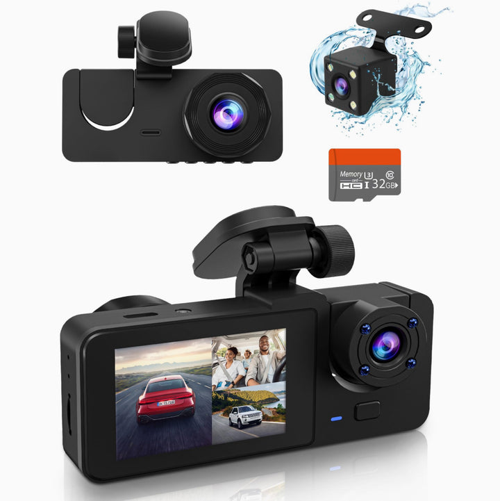 Prilotte 3 Channel 4K Dash Cam, Dash Cam Front and Rear Inside