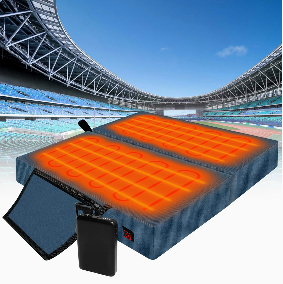 Lslpin Extra Wide Heated Stadium Seat Cushion with 10000 mAh Power Bank - Navy Blue