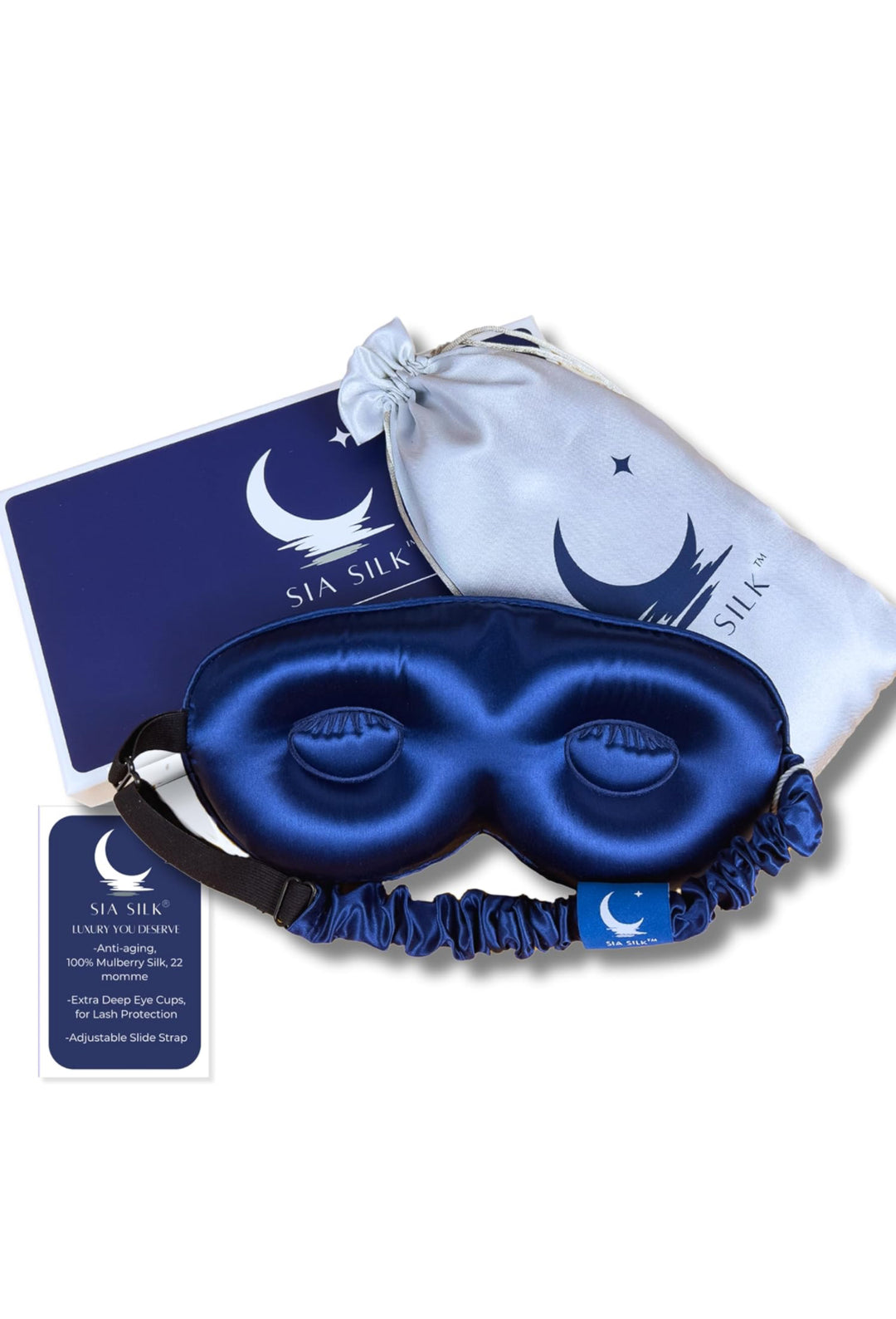 Sia Silk Sleep Mask with Eye Cups – No-Pressure 3D Eye Covers for Sleeping with Eyelash Extensions