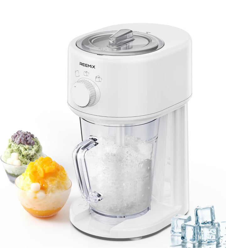 Reemix Shaved Ice Machine, Electric Ice Shaver and Snow Cone Machine with Large Capacity Storage