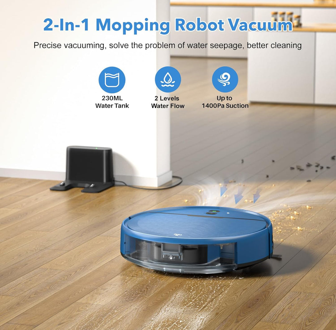 iMartine Robot Vacuum and Mop Combo, 2 in 1 Mopping Robot Vacuum Cleaner Compatible with WiFi/App, Robotic Vacuum Up to 2300Pa Suction, Self-Charging, Slim, Ideal for Hard Floor, Pet Hair, Low Pile Carpet