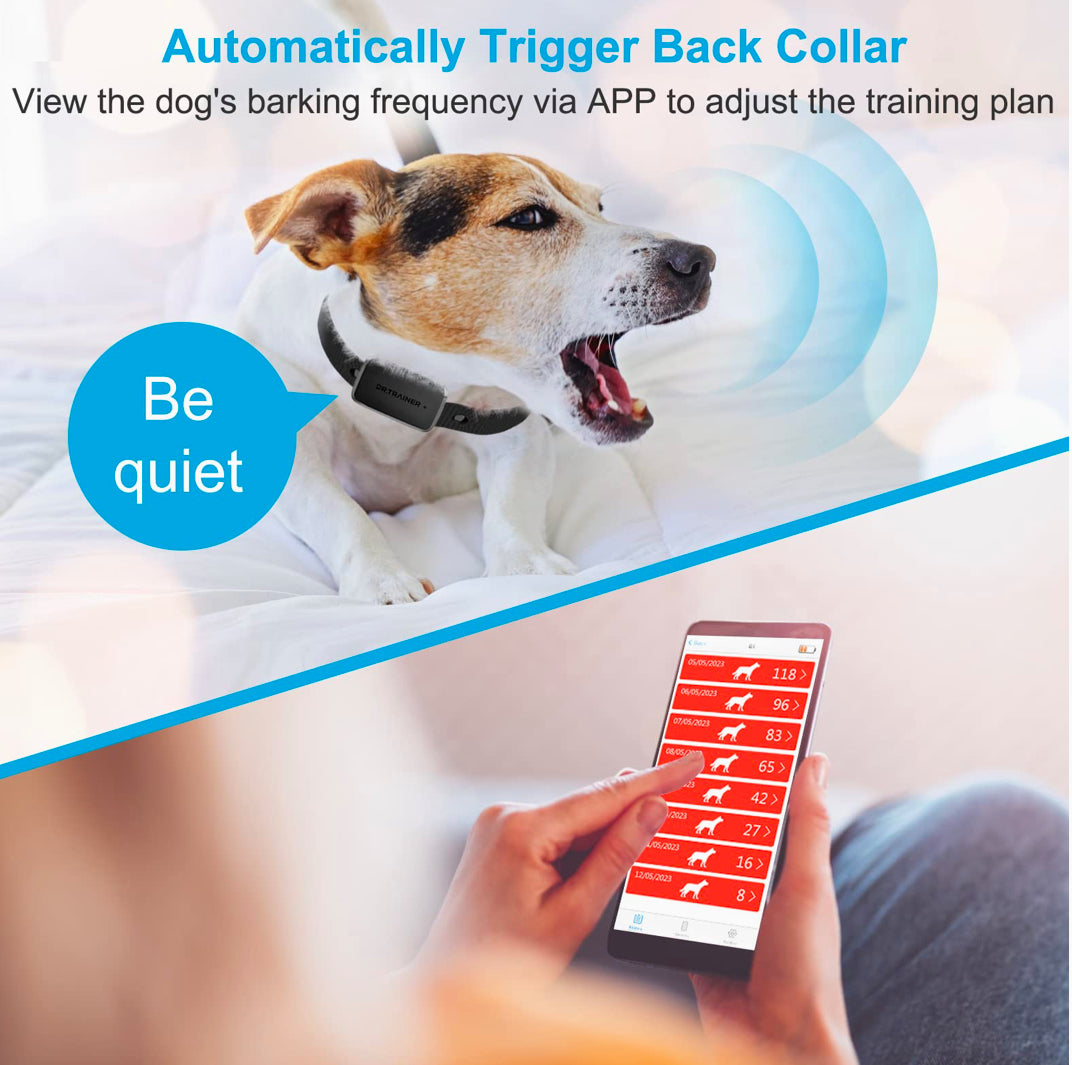 Dr.Trainer Dog Bark Training Collar with Remote 2600ft for All Breed Dogs, Dog Shock Collar with Custom Sound & App Setting