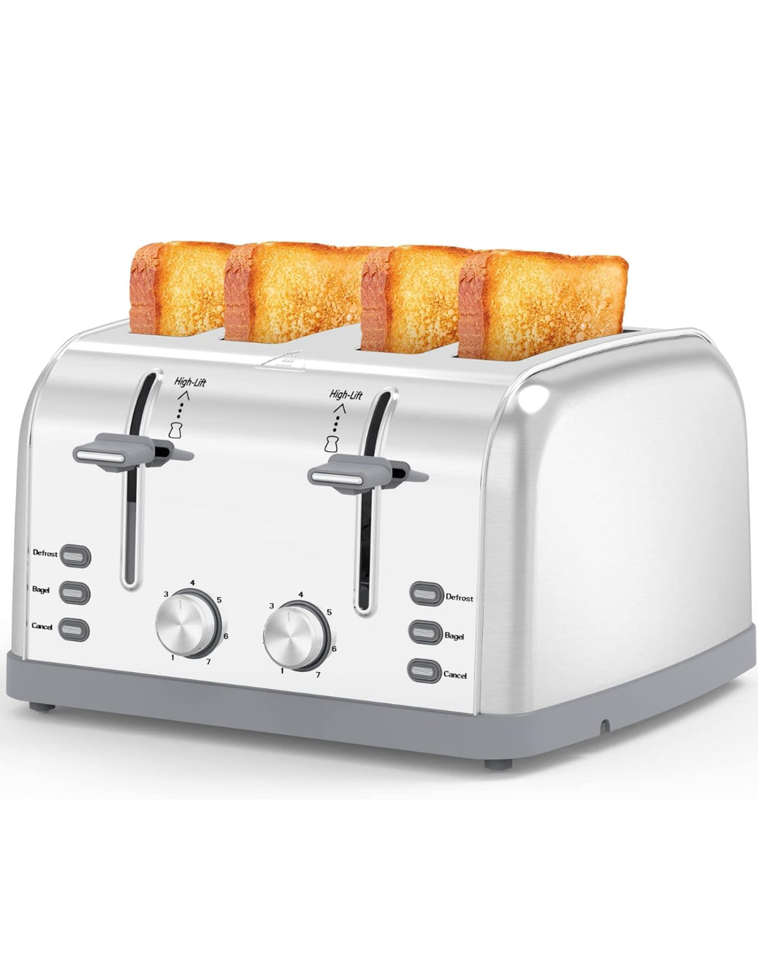 Lainsten Toaster 4 Slice,Retro Stainless Steel Toater