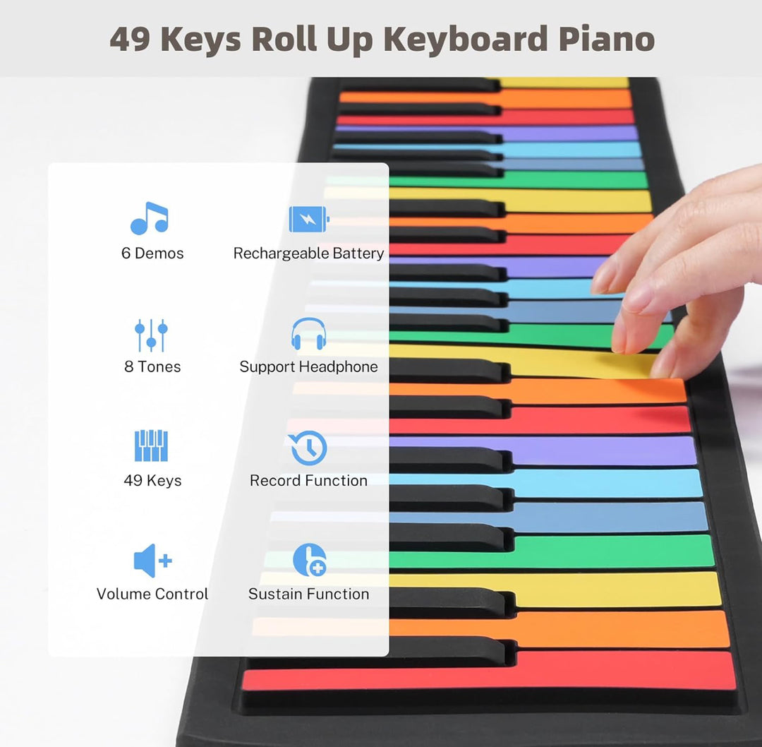 POGOLAB 49 Key Roll Up Keyboard Piano (Rainbow)