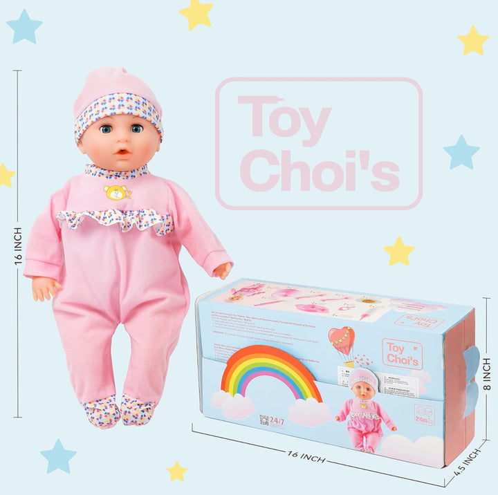 Toy Choi's 16 Inch Interactive Baby Doll Pink