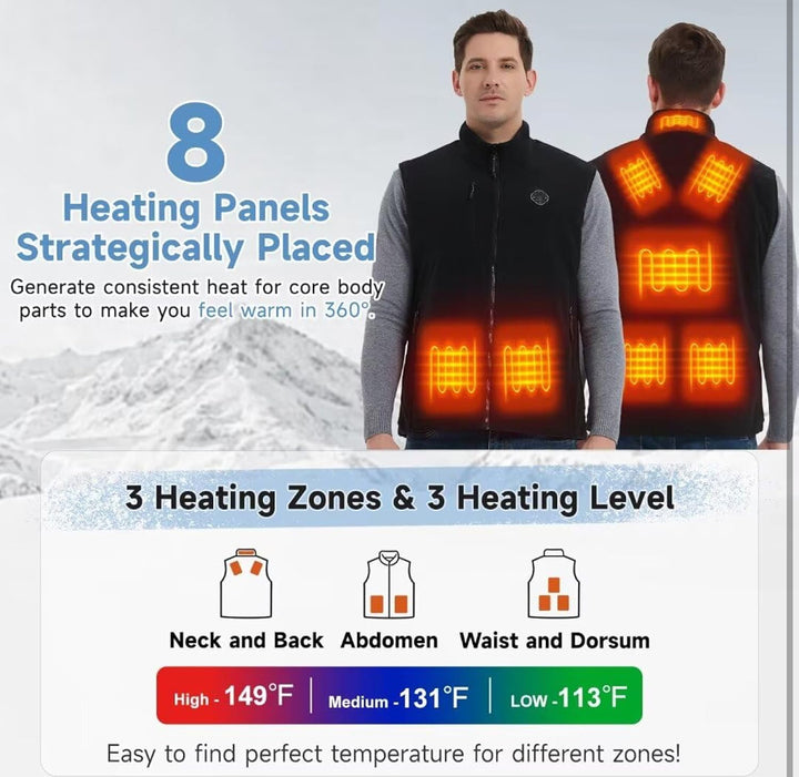 Kovnlo Heated Vest for Men with 16000mAh 7.4V Battery Pack Included