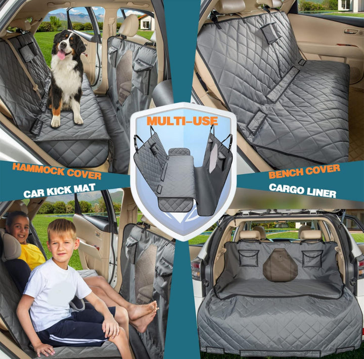 Yeenis Car Dogs All Covered Back Seat Cover with Mesh Window (Grey, Standard)