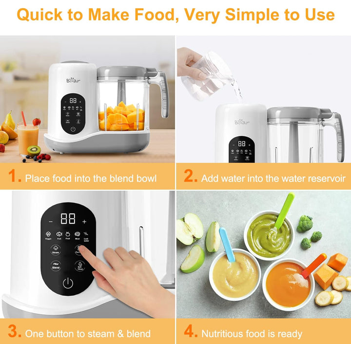 BEAR 2024 Baby Food Maker | One Step Baby Food Processor Steamer Puree Blender