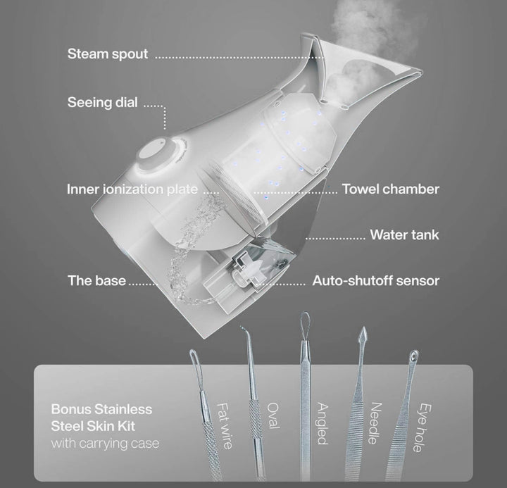 Pure Daily Care NanoSteamer Large 3-in-1 Nano Ionic Facial Steamer with Precise Temp Control