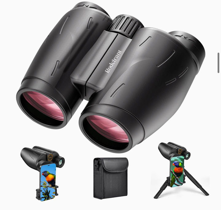 Rodcirant 25x30 High Powered Binoculars for Adults, Compact/Waterproof Binoculars with Universal Phone Adapter