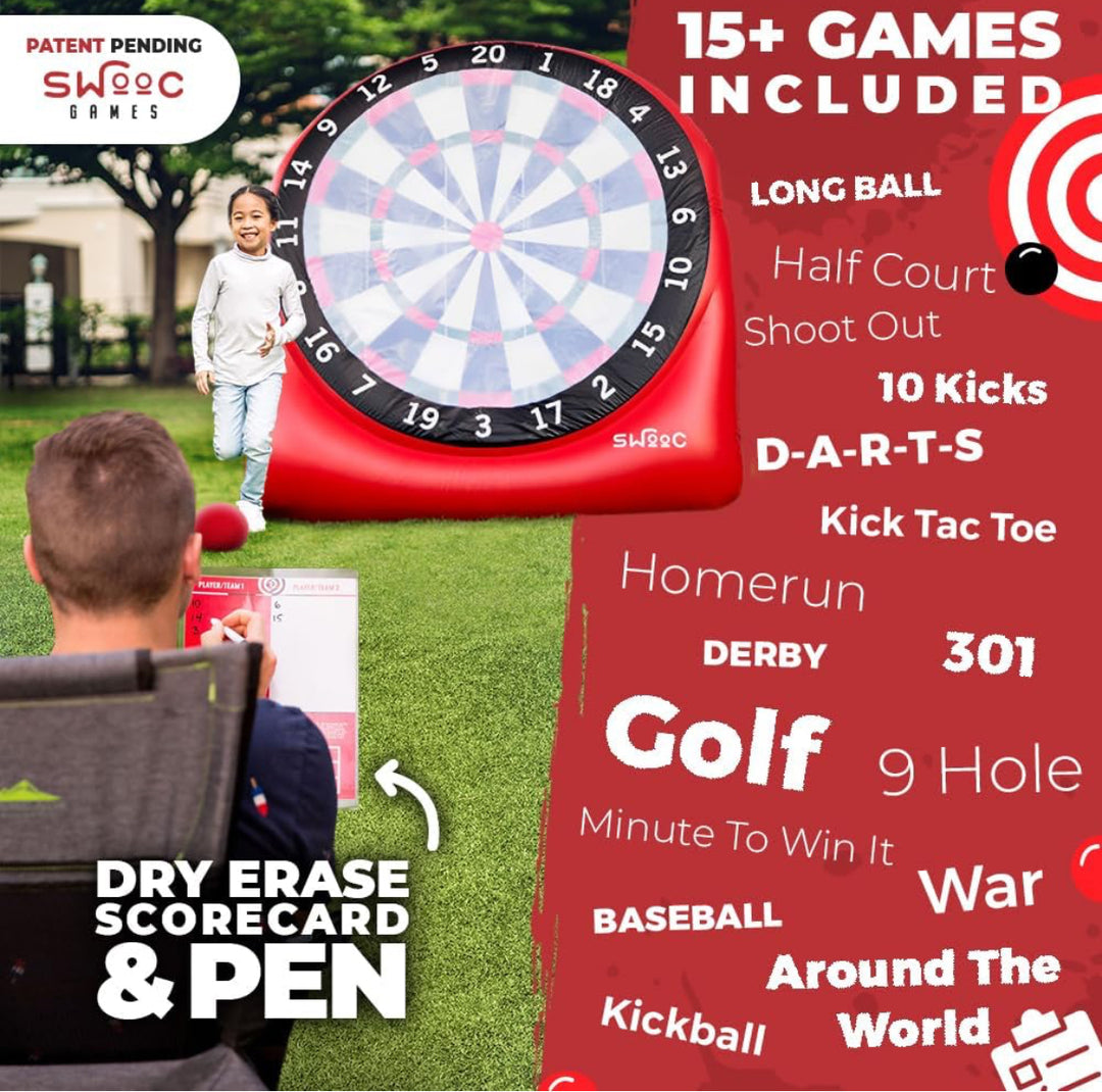 SWOOC Games - Giant Kick Darts (Over 6ft Tall) with 15+ Games Included