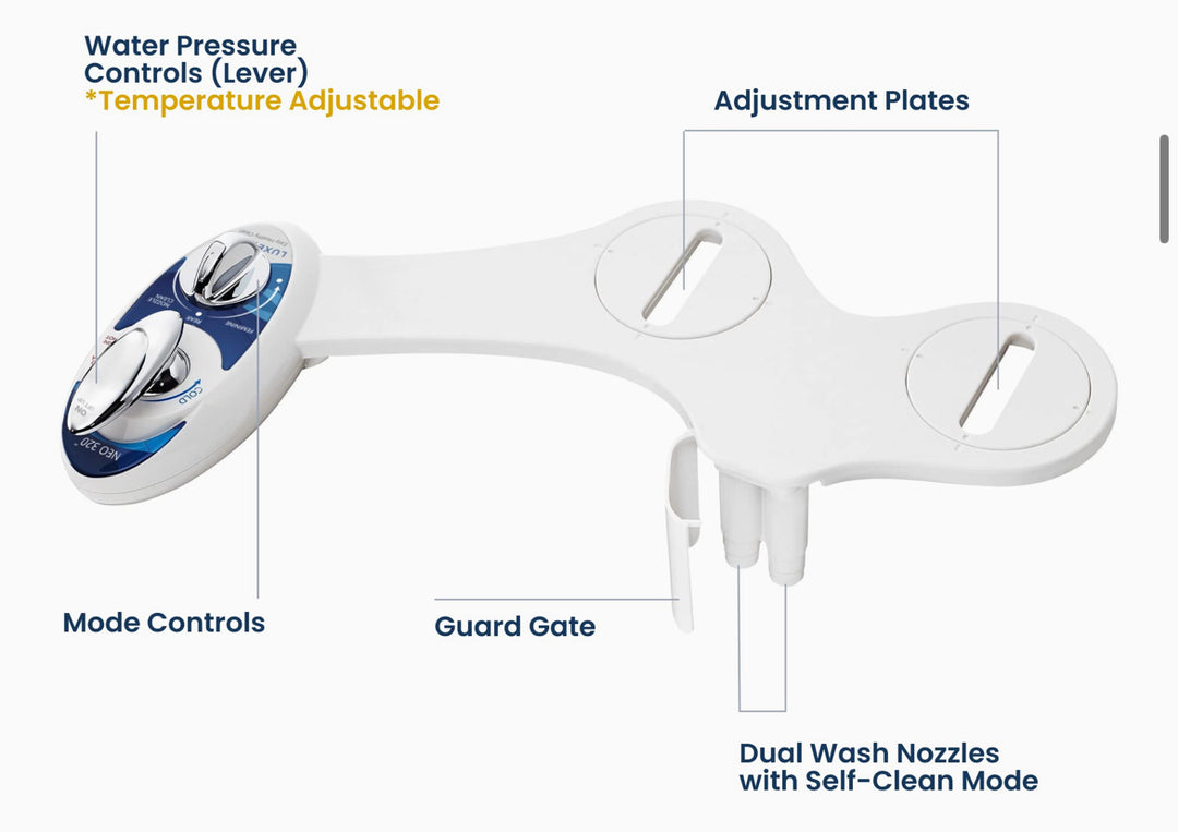 LUXE Bidet NEO 320 - Non-Electric Attachment for Toilet Seat