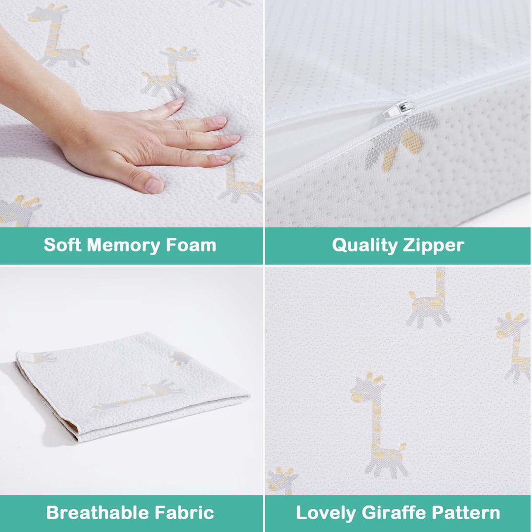 Hygge Hush Pack n Play Mattresses, Pack and Play Mattress Pad, Playard Mattress Memory Foam, Portable Toddlers Mattress Firmness Featuring Soft Removable Washable Outer Cover(Giraffe)