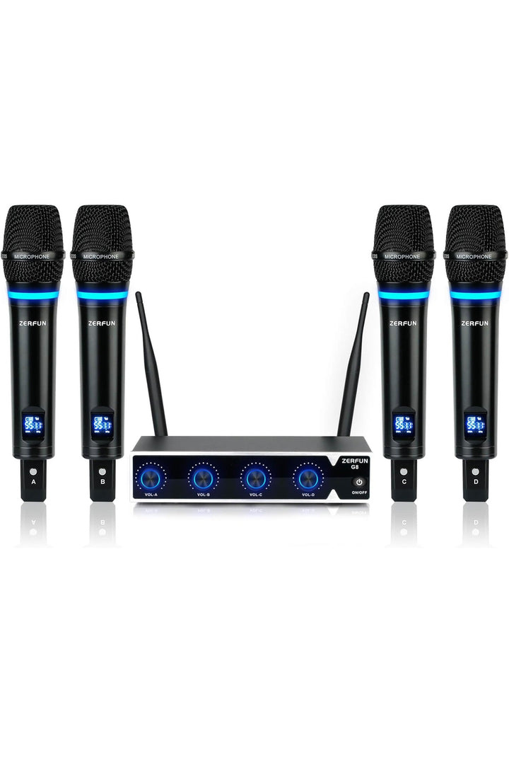 Zerfun 4 Channel Rechargeable Wireless Microphone System