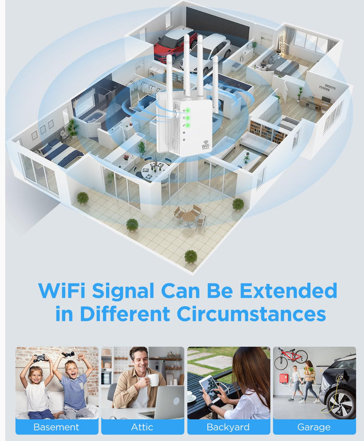 Aooepu WiFi Extenders Signal Booster for Home Long Range Up to 12880 sq. ft & 105 Devices