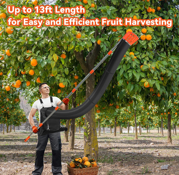 Jamizy 13Ft Professional Fruit Picker with Collection Funnel and Bag