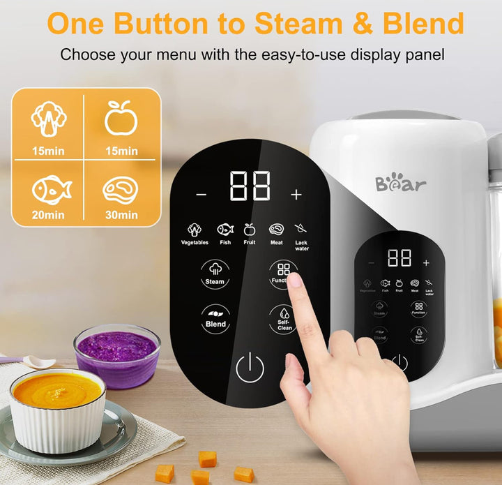 BEAR 2024 Baby Food Maker | One Step Baby Food Processor Steamer Puree Blender