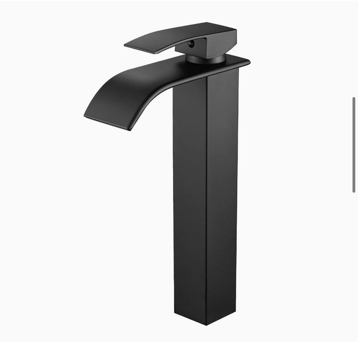 KSUCBOHAR Bathroom Faucet 15" Matte Black, Single Handle 1 Hole or 3 Hole Bathroom Sink Faucet, Bathroom Cabinet Mixer Faucet with Base Plate, Brass, 15" Matte Black