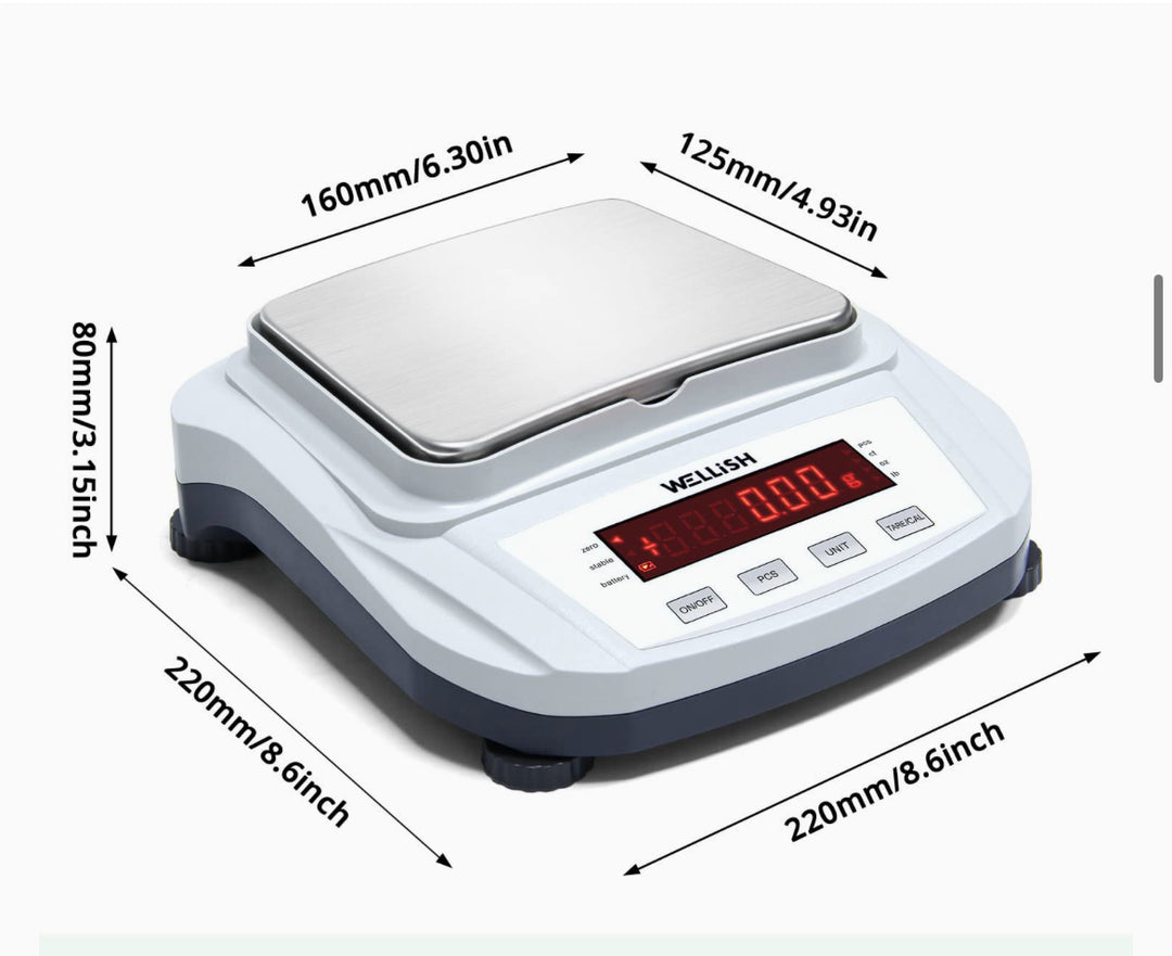 WELLiSH Lab Scale 2000g/0.01g High Precision Digital Scale