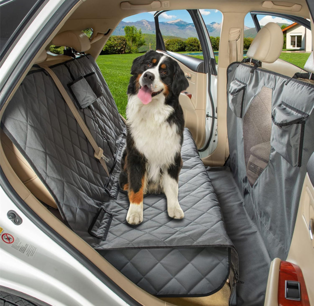 Yeenis Car Dogs All Covered Back Seat Cover with Mesh Window (Grey, Standard)