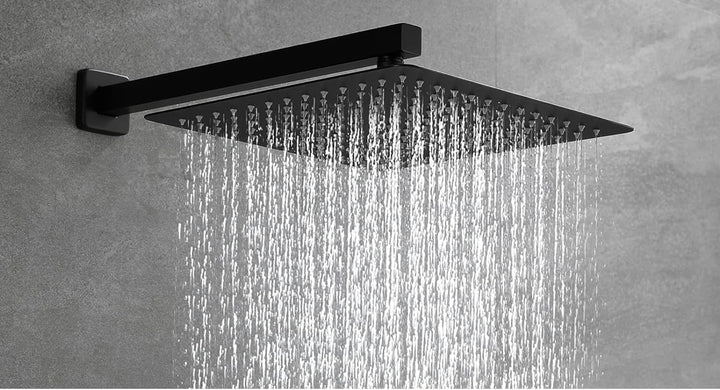 SHAMANDA Shower System with Waterfall Tub Spout and Handheld Shower Head, 12" - Matte Black, L1001-7