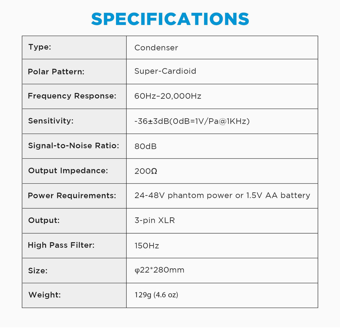 BOYA XLR Microphone, Shotgun Microphone BY-BM6060