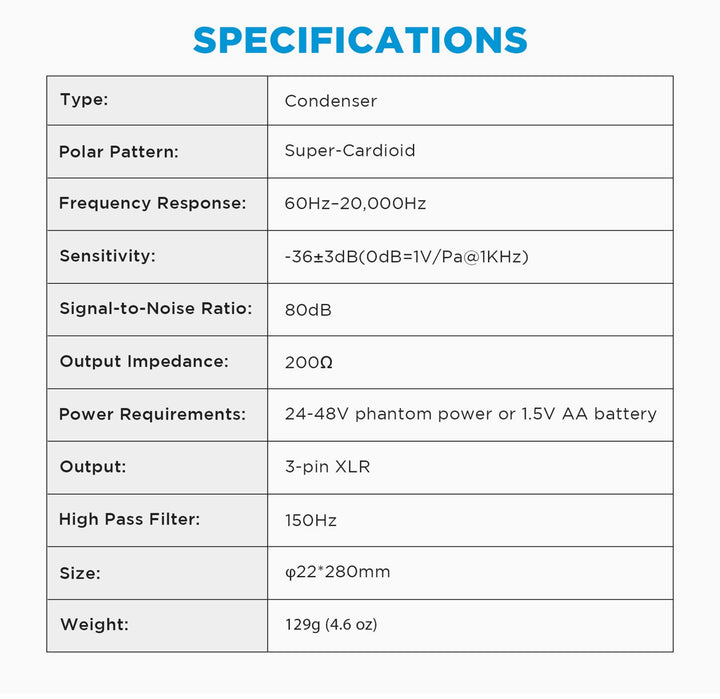 BOYA XLR Microphone, Shotgun Microphone BY-BM6060