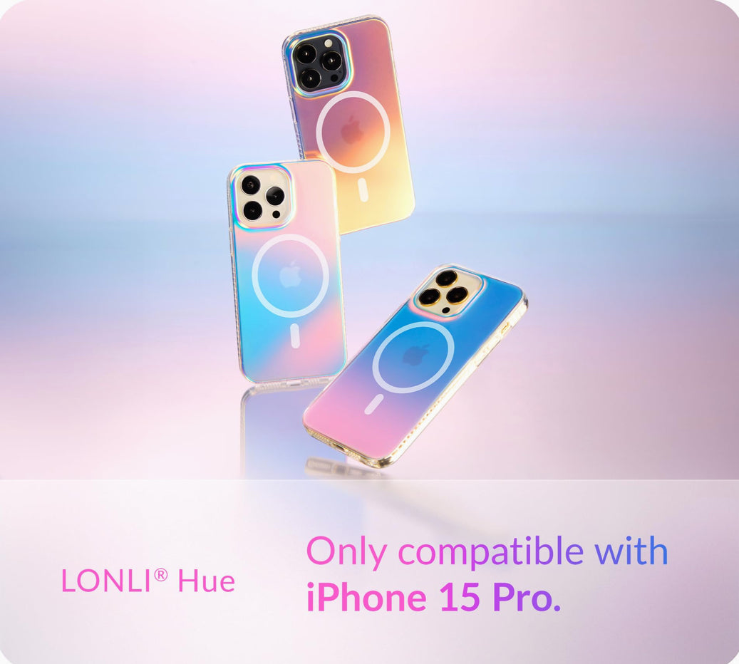 LONLI Hue - for iPhone 15 Pro Case - Iridescent [10FT Drop Protection] - Shockproof Cover with Color Changing Effect