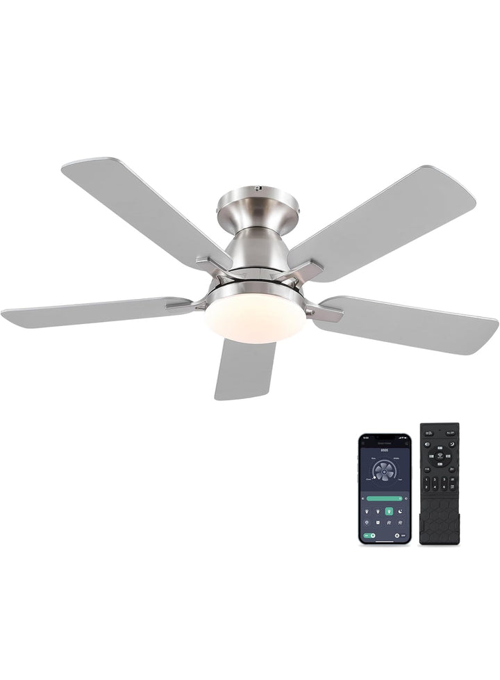 Mpayel Ceiling Fans with Lights and Remote/APP Control, 46" Brushed Nickel