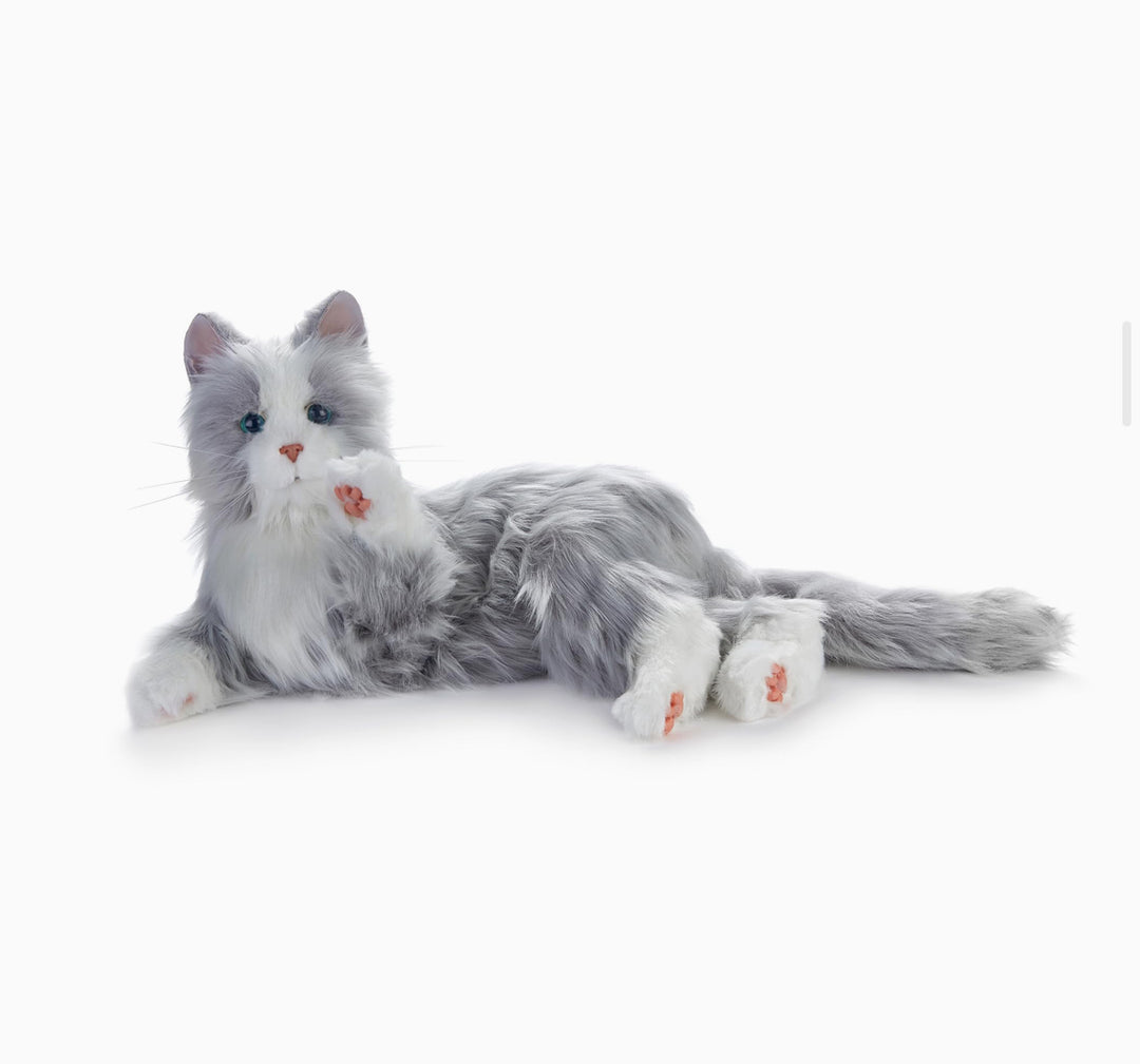 JOY FOR ALL - Silver Cat with White Mitts - Interactive Companion Pets - Realistic & Lifelike