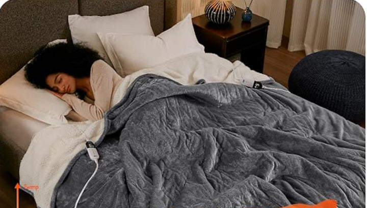 Degrees of Comfort Heated Blanket – King Size Soft Sherpa & Flannel Electric Throw