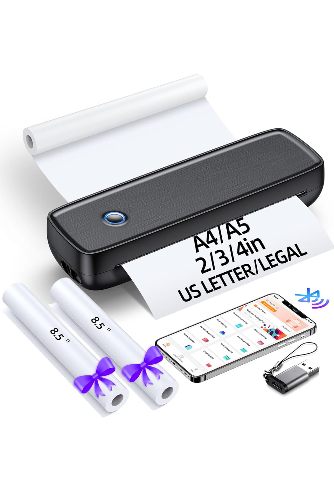 Aixiqee Portable Printer Wireless for Travel，Bluetooth Thermal Printer - iOs and Android Compatible